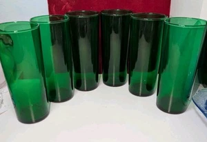 Um 1950 Anchor Hocking Glas Waldgrün Farbe Groß 16 Unzen Becher Lot 6 - Bild 1 von 1