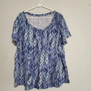 Womens 2X Blue Knit Top Relativity Stretchy Tee Plus Size Work Casual Office - Picture 1 of 3