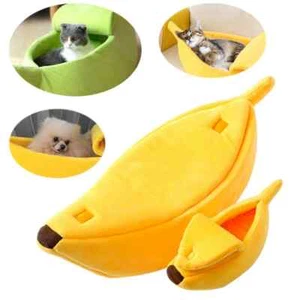 Warm Banana Shaped Dog Cat Bed Cozy Basket Cushion Portable Pet Sleeping Mat New - Picture 1 of 24