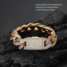 20mm Simulated Diamond Miami Cuban Bracelet Iced Out CZ 18k Gold Plated