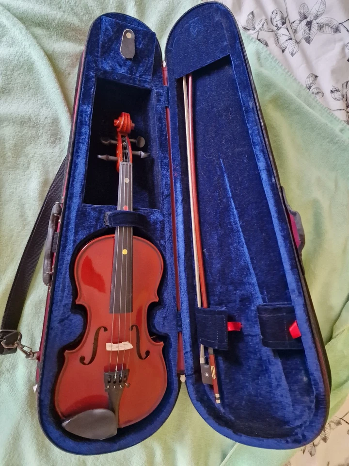 Three quarter size violin by Stagg with bow and hard case - Image 1 of 4