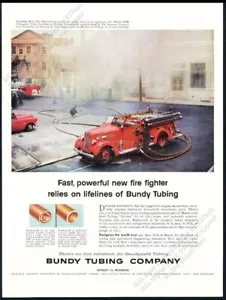 Elizabeth NJ 1956 camión de bomberos Seagrave camión de bomberos foto Bundy anuncio impreso de colección - Imagen 1 de 7