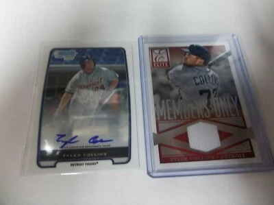 TYLER COLLINS LOT 2012 BOWMAN PLATINUM-CHROME AUTOGRAPH/2015 ELITE GAME JERSEY - Image 1 of 2