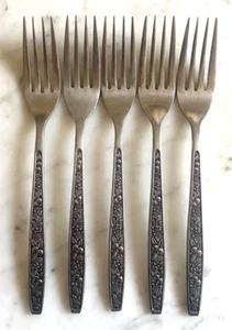 Pageant Harvest Stainless Steel Japan 7 1/4 inch set of 5 Dinner Forks - Picture 1 of 3