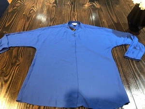 adrienne vittandini blue blouse Size XL button down dolman sleeve long Crew - Picture 1 of 10