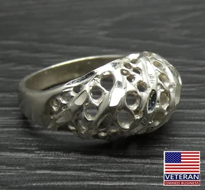 Anillo vintage de plata esterlina único con cúpula superior pepita banda cónica talla 5,75 - Imagen 1 de 10