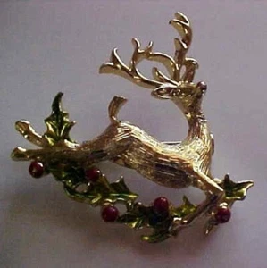 Pin de reno tono dorado - Imagen 1 de 3