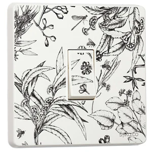 Monochrom Blumenmuster Einzellichtschalter Vinyl Aufkleber - Bild 1 von 1