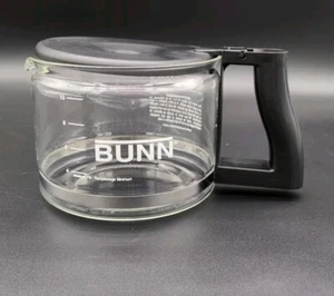 1 BUNN Coffee 10 Cup Decanter Pot Replacement Glass Carafe Black Lid & Handle VG - Picture 1 of 4