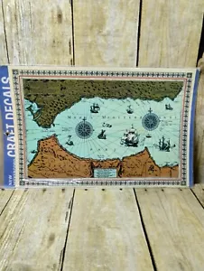 Decalcomanie Vintage Mappa Vecchio Mondo Maris Mediterranei Meyercord Decalcomanie - Foto 1 di 5