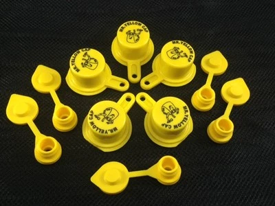 Cap/Vent Pack - 5 BLITZ Yellow Spout Caps & 5 Vents, 10pcs total, NEW - 900302 - Image 1 of 4