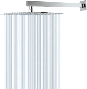 Shower Head with Extension Arm, High Pressure Square Shower Head with Showerarm, - Picture 1 of 7