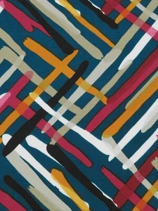 Brushed Jersey Floral Knit Fabric Hash Mark Stripe Dress By the Yard - Picture 1 of 2