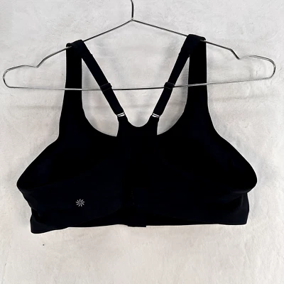 Athleta Bra Wonens XL Black Empower II Train Sports Zip Front Adjustable Padded - Image 1 of 4