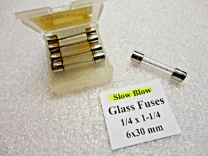 Fusibili in vetro soffiato lento 5 Ampere, 6 x 30 mm 1/4 x 1-1/4 250 Volt USA spedizione veloce - Foto 1 di 2
