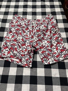 Vineyard Vines Mens Swim Trunks Board Shorts Red Whales White Floral Size M - Picture 1 of 8