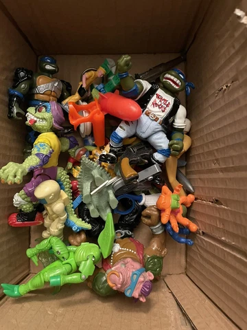 Vintage action figure lot TMNT Fisher Price Micronauts Marbles Cover