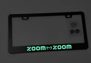 Glowing Zoom Zoom Mazda M Logo Black Metal License Plate Frame W Screws - Picture 1 of 2