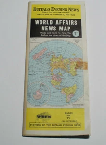 De colección Buffalo Evening News World Affairs Mapa Hechos WBEN Radio Western NY - Imagen 1 de 3