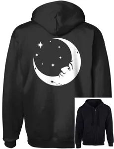 Moon Face - Mystical Crescent Moon and 7 Stars Men's Zip-Up Hoodie - Picture 1 of 1