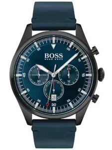Hugo Boss 1513711 Pioneer Chrono Blue leather and Dial Watch $360 MSRP - Picture 1 of 1