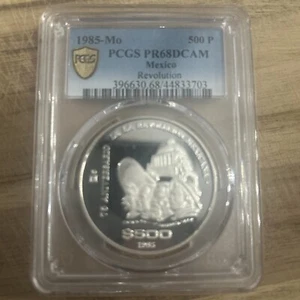 1985 Mo 500 Peso Revolution PCGS PR 68 DCAM - Picture 1 of 2