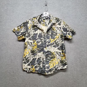 Jurassic World Boy Button Up Shirt 2XL Gray Yellow White Graphic Print Dinosaur - Picture 1 of 9