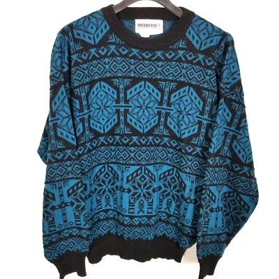 Suéter Pullover De Colección Obermeyer Hombres Alaska Mezcla Lana Talla XL Verde Copo de Nieve Esquí Foto 1 de 4