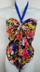 Mariemeili One Piece Swimming Suit Xl Beach Blue Floral  - Picture 1 of 3
