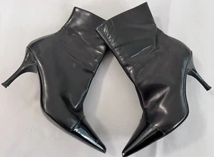 Claudia Ciuti Black Leather Ankle Boots Size 9M Heel 3” Made In Italy - Picture 1 of 14