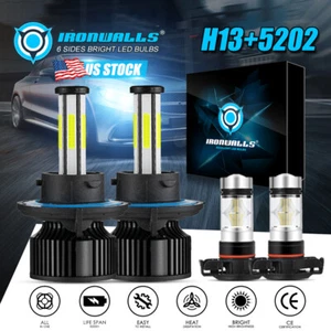 6 Sides H13 LED Headlight High Low Beam+ 5202 Fog For 2007-2013 Gmc Yukon Denali - Picture 1 of 12