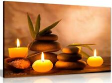 Aromatic Yellow Candles & Zen Stones Canvas Wall Art Picture Print