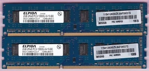4GB 2x2GB PC3-10600 DDR3-1333 ELPIDA Blue Ram EBJ21UE8BDF0-DJ-F Lenovo 46R3323 - Picture 1 of 2