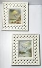 Set of 2 Vintage Homco Seashore Pictures White Lattice Frame Excel. Used Cond.