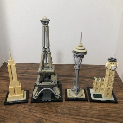 4x Lego Architecture Lot -Built - Eiffel Tower Big Ben Space Needle Empire State - Image 1 of 4
