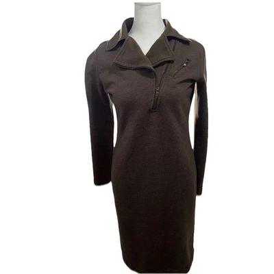 LRL Sweater Dress Womens Brown Zip Collar Long Sleeve Fleece SIZE Small - Image 1 of 4