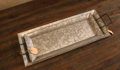 Galvanized Metal Tray Bundle Set 22x9" 26x10" Table Centerpiece Serving - Image 1 of 4