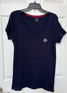 Tommy Hilfiger Womens XL Navy Casual Short Sleeve Tee Shirt - Picture 1 of 3