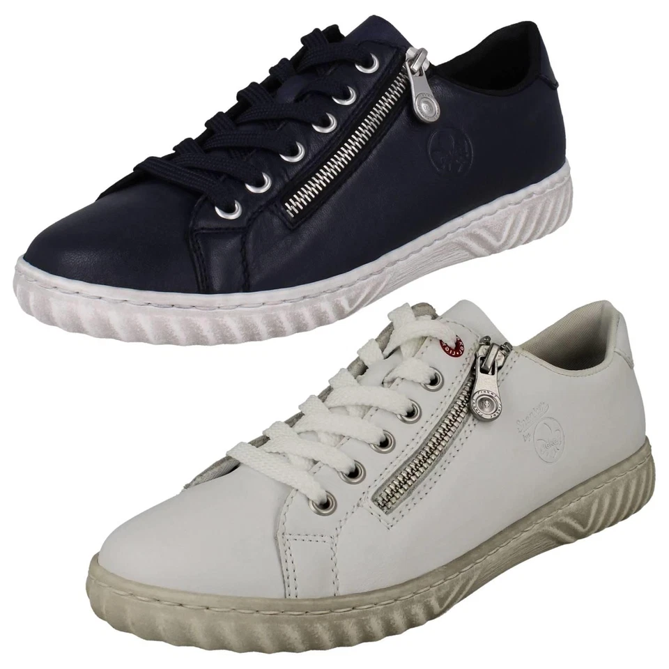 Entrenador destacado antiestrés detallado con cremallera Rieker para dama N0900 Foto 1 de 1