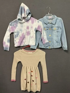 Lot of 3 Girls Size 6 Cynthia Rowley Sweater Dress, Demin Jacket, Hoodies - Picture 1 of 11