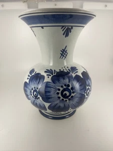 Vintage Holland Delft blaue Blumenknospe Vase handbemalt Floral 6 Zoll hoch - Bild 1 von 5