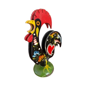 Servilletero gallo arte popular madera pintado a mano de colección años 40 - Imagen 1 de 6