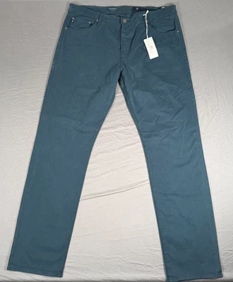 Pantalones chinos Adriano Goldschmied para hombre 38x34 verde azulado The Graduate pierna a medida preppy Foto 1 de 4