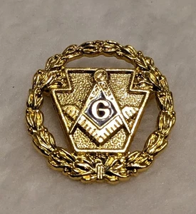 Großloge von Pennsylvania Freimaurer F & AM Kranz Anstecknadel goldfarben Freimaurer 3/4" - Bild 1 von 3