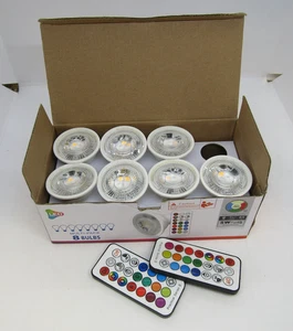 LED Spotlight RGB Colour Changing GU10 Multi Pack Bulbs (7 Bulbs + 2 Remotes) - Picture 1 of 6