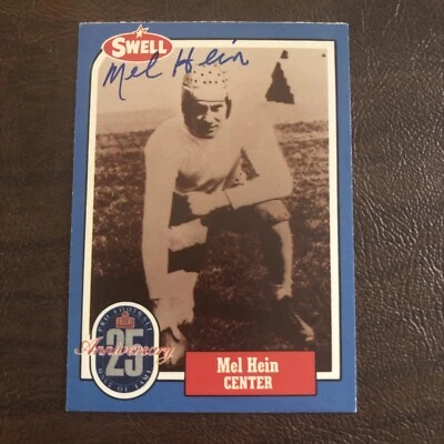 1988 SWELL MEL HEIN AUTOGRAPHED  #50 NEW YORK GIANTS FOOTBALL CARD HOF - Image 1 of 3