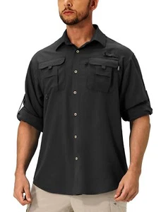 Men's Sun Protection Fishing Shirts Lightweight Long Sleeve UPF 50+ Travel Wo... - Picture 1 of 6
