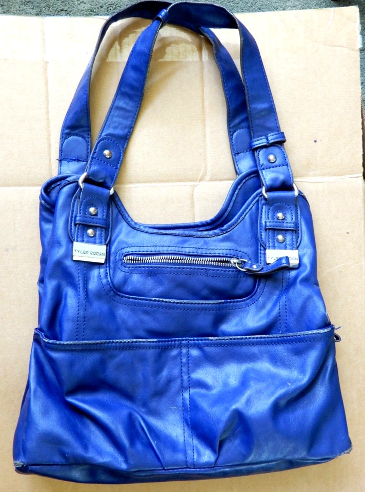 TYLER RODAN Blue Faux Leather SHOULDER HANDBAG Purse MEDIUM SATCHEL Tote - Image 1 of 4