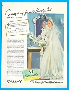 1936 SPOSA MATRIMONIO Camay sapone STAMPA PUBBLICITÀ cosmetici belle donne - Foto 1 di 3