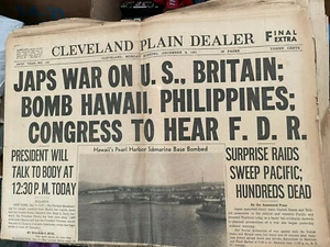 8. Dezember 1941 Japanischer Krieg gegen US Großbritannien Kongress zum Hören FDR Cleveland Plain 26 Seiten - Bild 1 von 4